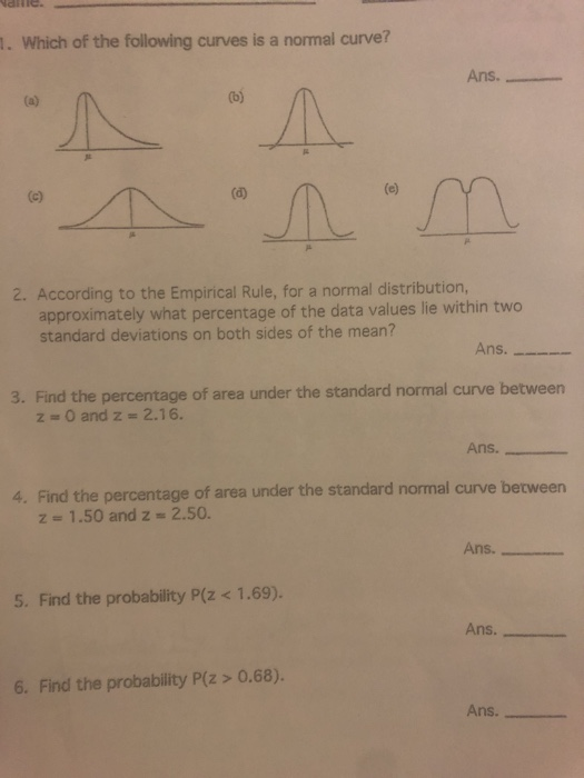 Solved Nante. 1. Which of the following curves is a normal | Chegg.com