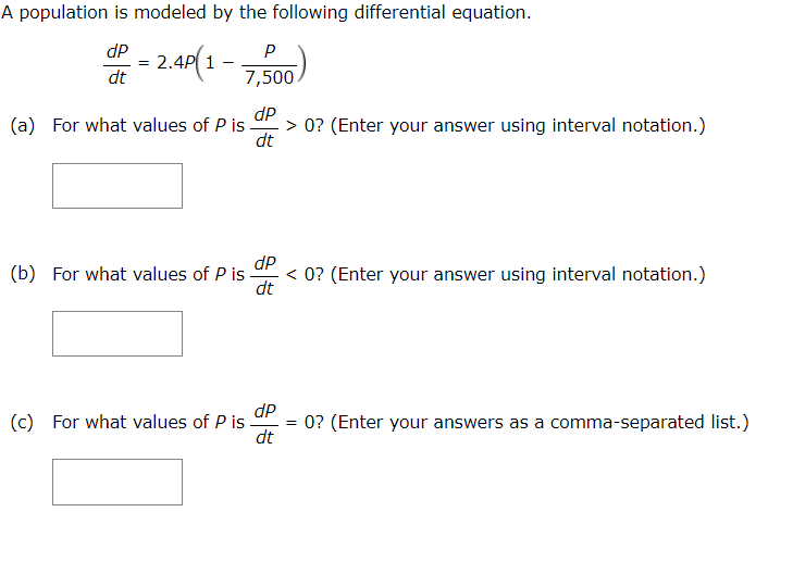 Solved A population is modeled by the following differential | Chegg.com