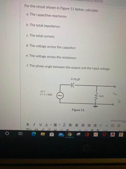 Solved For the circuit shown in Figure 11 below, calculate | Chegg.com