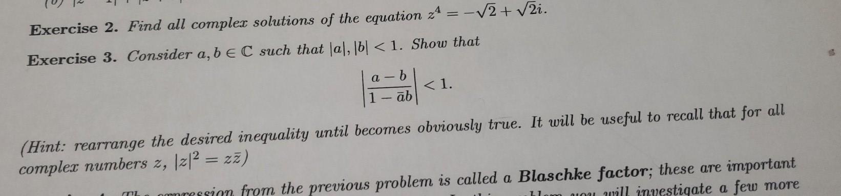 Solved Exercise 2. Find all complex solutions of the | Chegg.com
