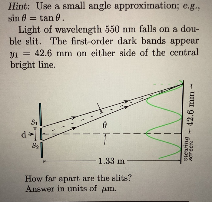 Solved Hint: Use a small angle approximation; e.g., sin = | Chegg.com