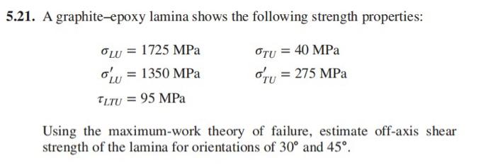 Solved 21. A graphite-epoxy lamina shows the following | Chegg.com