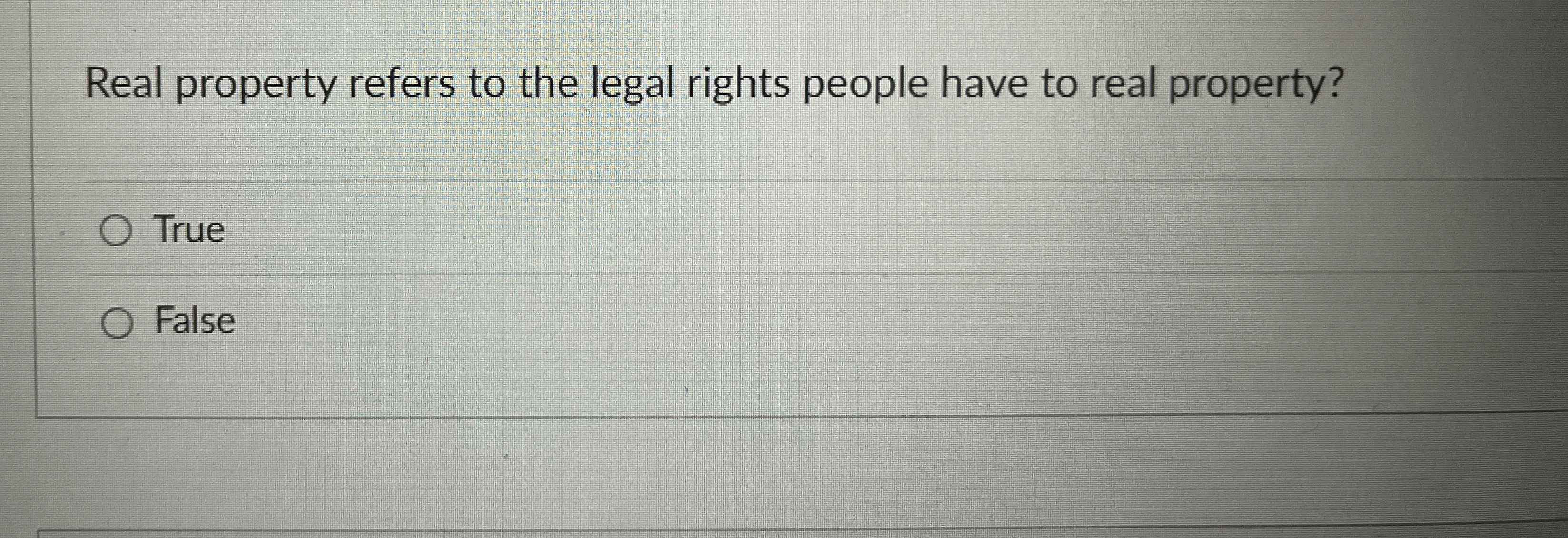 Solved Real property refers to the legal rights people have | Chegg.com