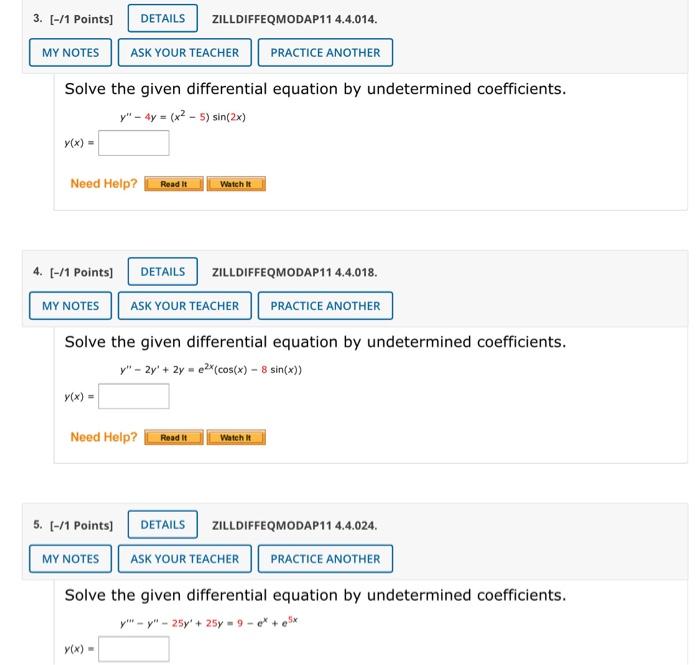 Solved 3. [-/1 Points) MY NOTES DETAILS ZILLDIFFEQMODAP11 | Chegg.com