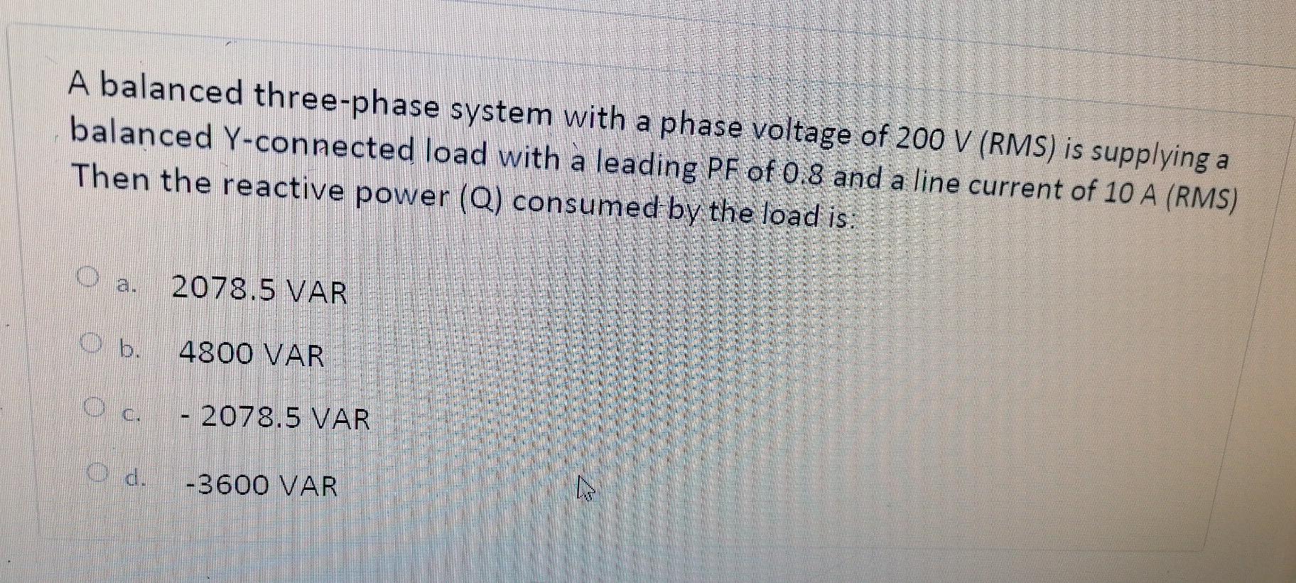Solved A balanced three-phase system with a phase voltage of | Chegg.com