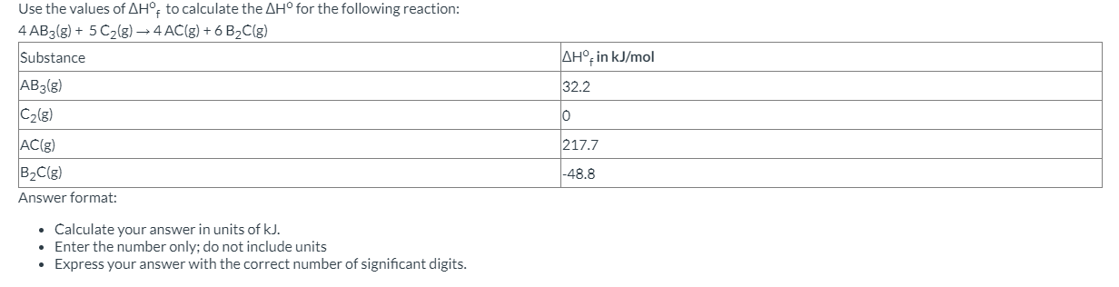 Solved Use the values of ΔHf?f ﻿to calculate the ΔH° ﻿for | Chegg.com