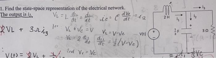 Solved 1. Find The State-space Representation Of The | Chegg.com