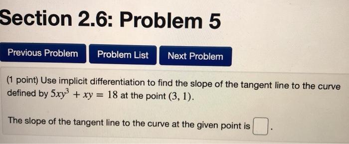 Solved Section 2.6: Problem 2 Previous Problem Problem List | Chegg.com