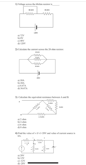 Solved 1 Voltage Across The 60ohm Resistor Is Nana 10 Chegg Com