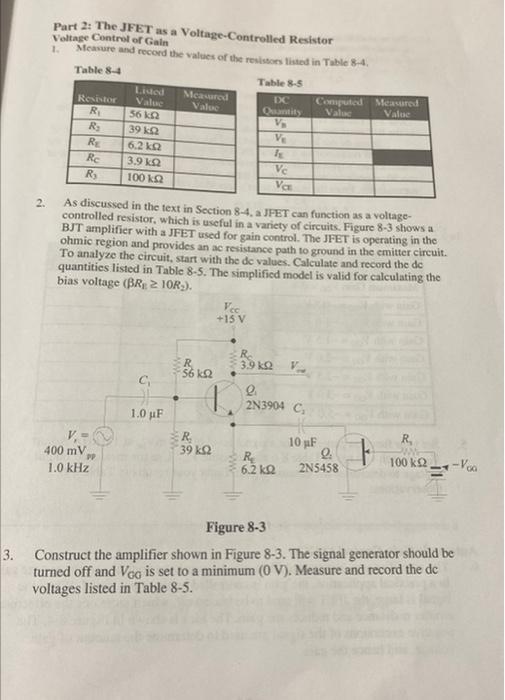 Part 2 The JFET as a VoltageControlled Resistor