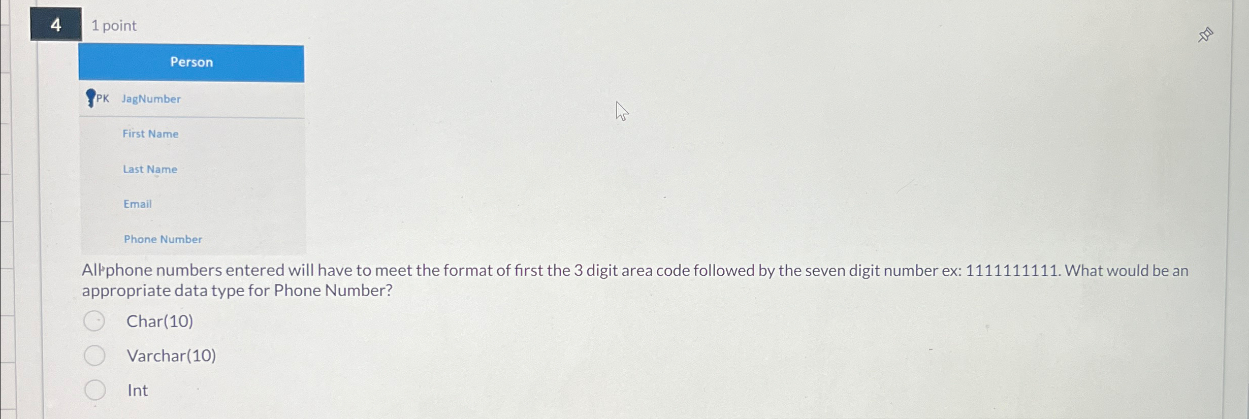 Solved 41 ﻿pointPersonfPK JagNumberFirst NameLast | Chegg.com