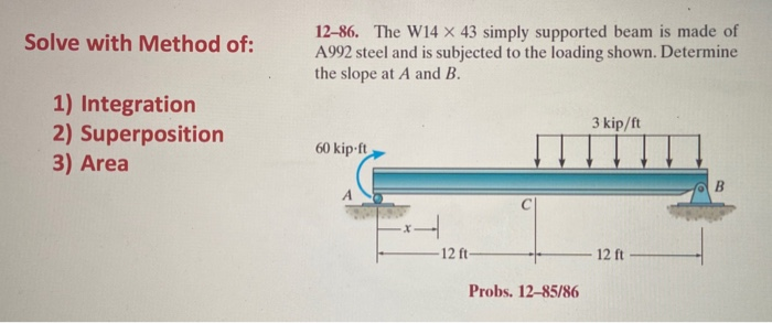 Solved Solve with Method of: 12–86. The W14 X 43 simply | Chegg.com