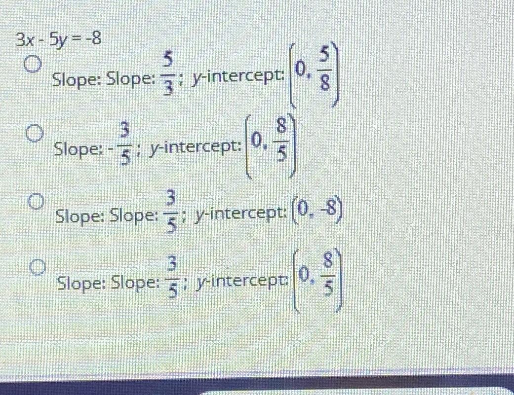 solved-3x-5y-8slope-slope-53-y-intercept-0-58-slope-chegg