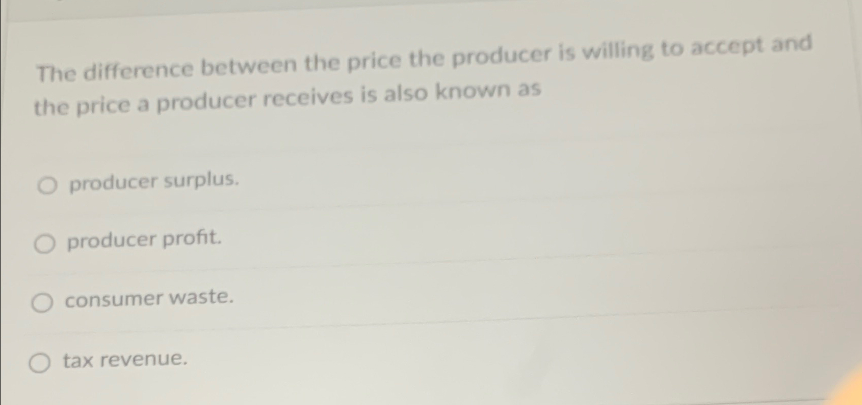 Solved The difference between the price the producer is | Chegg.com