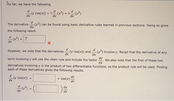 Solved x2 dx dx Iso far we have the following. y Chegg