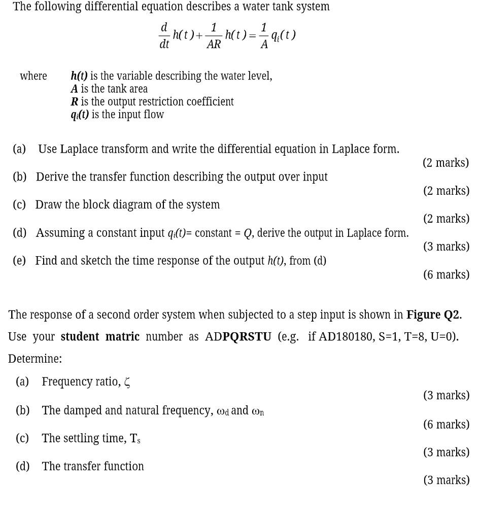 Solved The following differential equation describes a water | Chegg.com