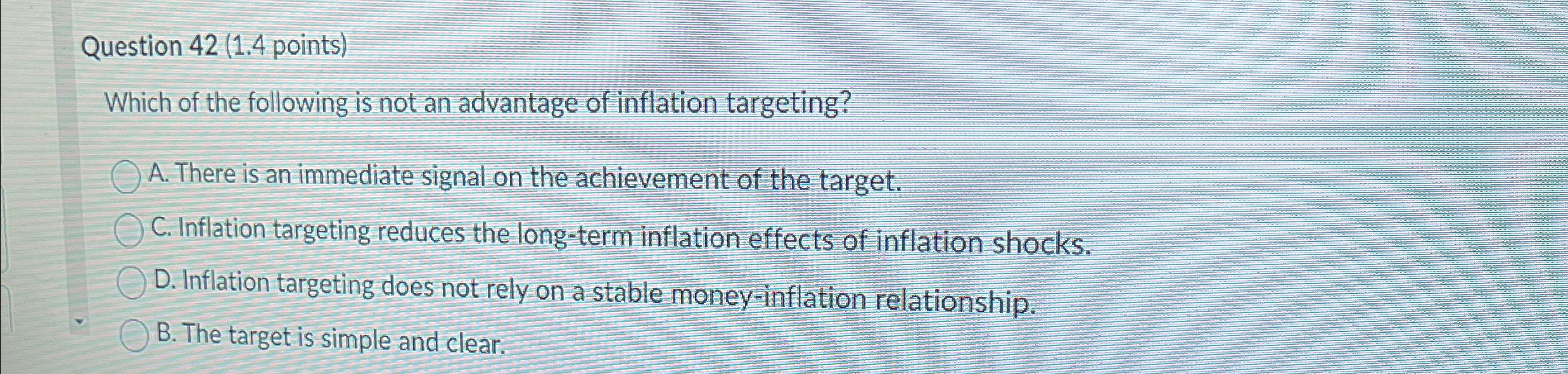 Solved Question 42 (1.4 ﻿points)Which of the following is | Chegg.com