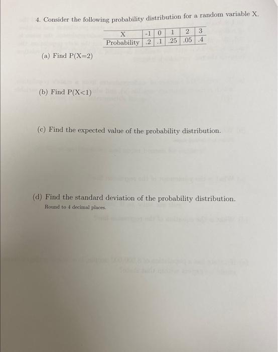 Solved 4. Consider the following probability distribution | Chegg.com