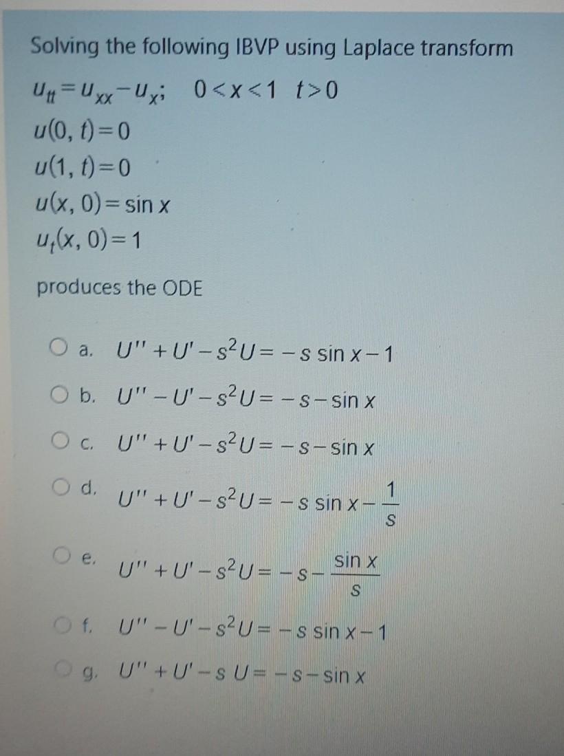Solved Solving The Following Ibvp Using Laplace Transform Chegg Com
