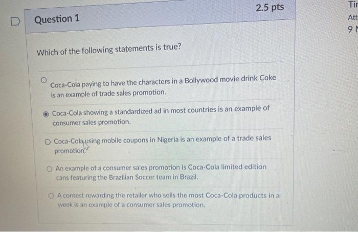 Solved (Coca-Cola showing a standardized ad in most | Chegg.com