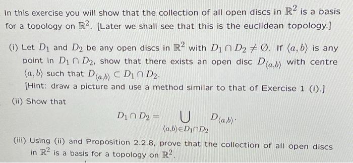 Solved In this exercise you will show that the collection of | Chegg.com