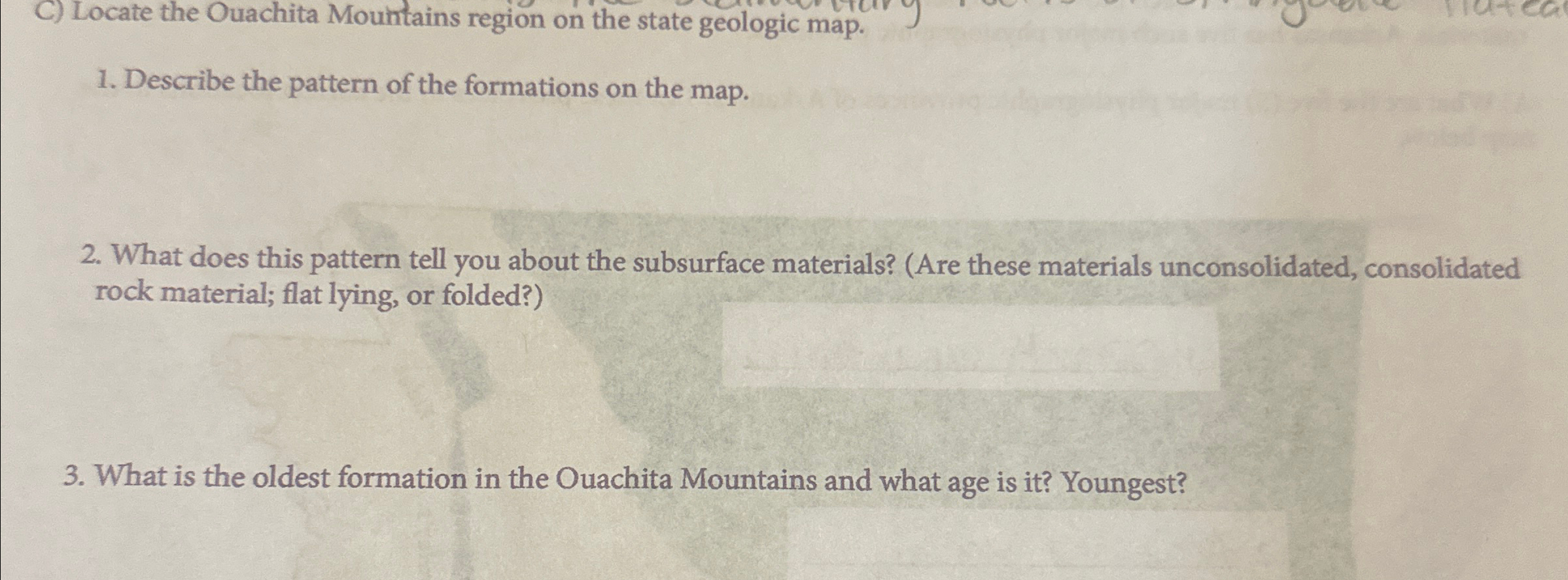 Solved C) ﻿Locate the Ouachita Mountains region on the state | Chegg.com