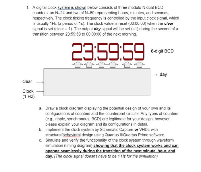 1. A digital clock system is shown below consists of | Chegg.com