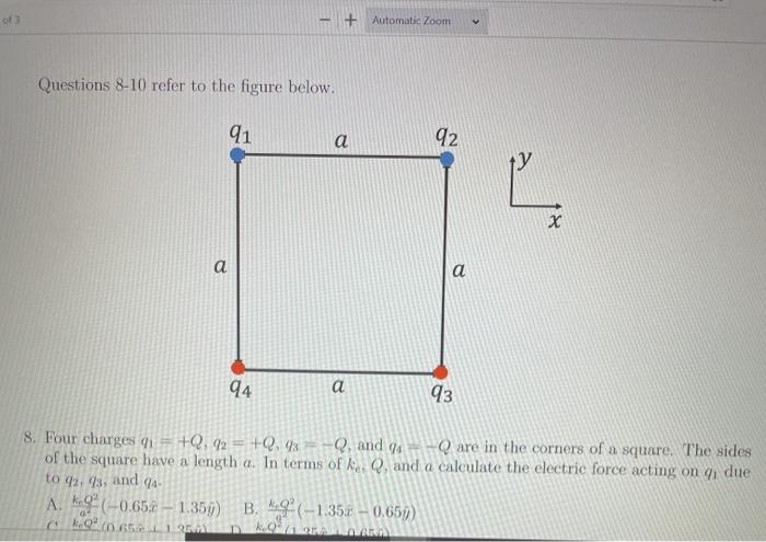 Solved + Automatic Zoom Questions 8-10 refer to the figure | Chegg.com