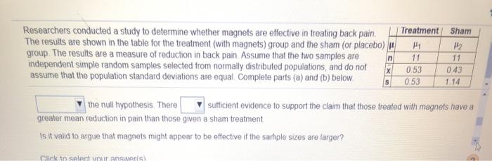 Solved Researchers conducted a study to determine whether | Chegg.com