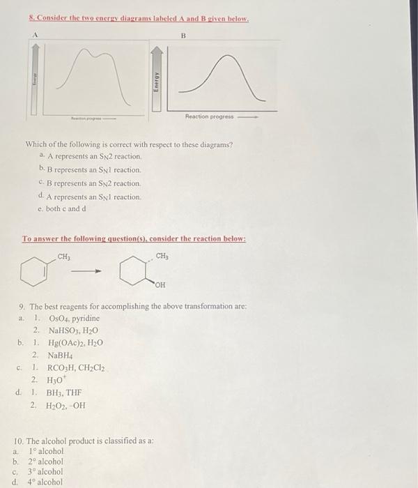 Solved 8. Consider The Two Energy Diagrams Laheled A And B | Chegg.com