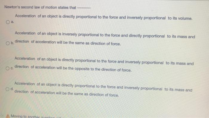 newton's second law of motion states that an object's acceleration will