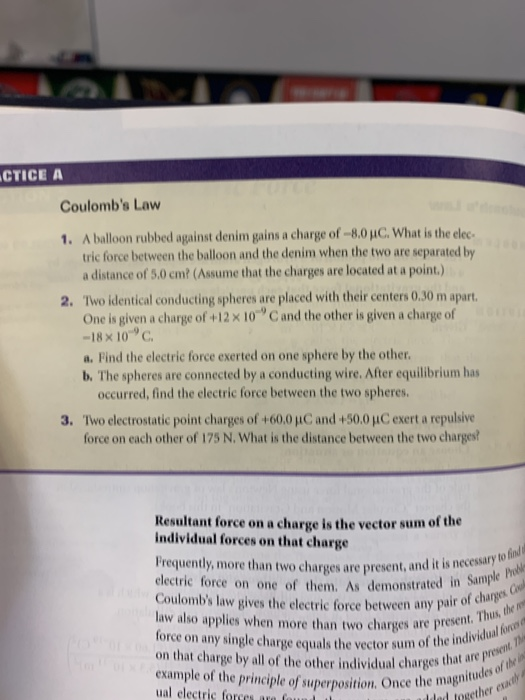 Ctice A Coulomb S Law 1 A Balloon Rubbed Against Chegg 