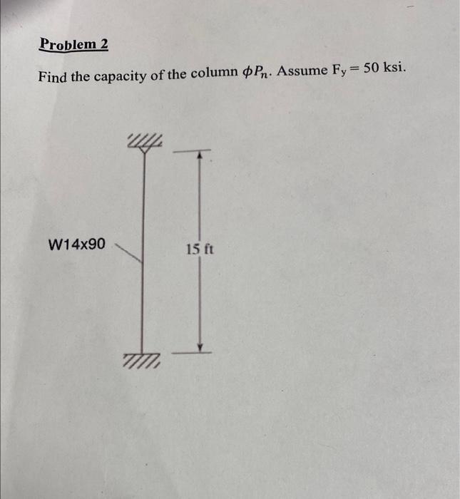 Solved Find the capacity of the column ϕPn. Assume Fy=50ksi. | Chegg.com