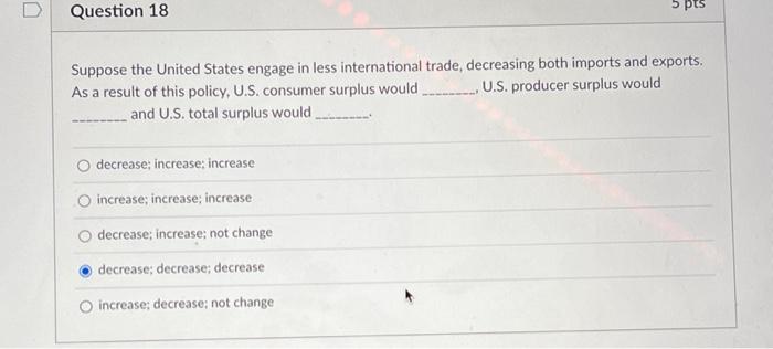 Solved 0 Question 18 Suppose the United States engage in | Chegg.com