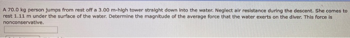 Solved A 70.0 kg person jumps from rest off a 3.00 m-high | Chegg.com