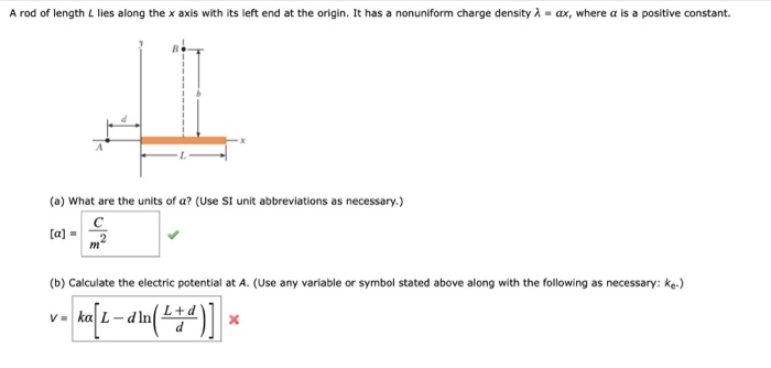 Solved A rod of length L lies along the x axis with its left | Chegg.com