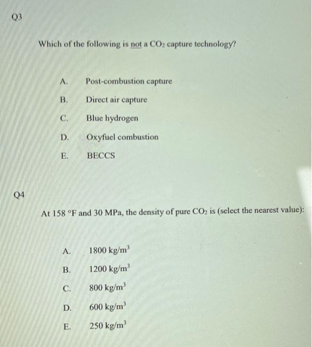 Solved Which Of The Following Is Not A CO2 Capture | Chegg.com