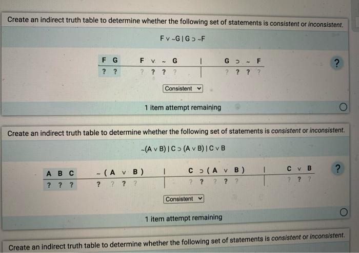 Solved Create An Indirect Truth Table To Determine Whether | Chegg.com