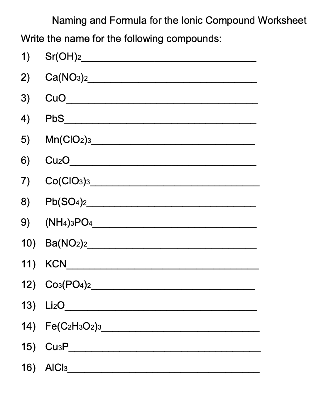 Solved Naming and Formula for the lonic Compound | Chegg.com