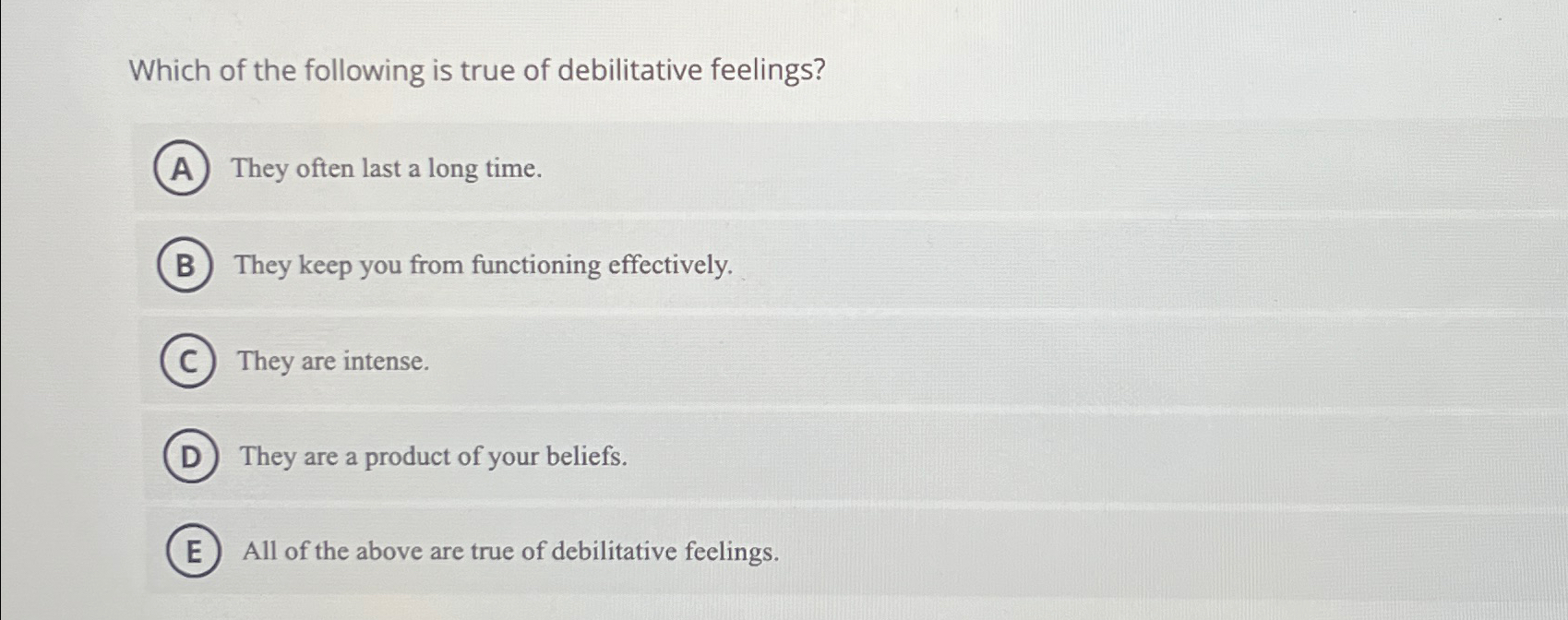 Solved Which of the following is true of debilitative | Chegg.com