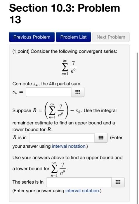 Solved Section 10.3: Problem 13 Previous Problem Problem | Chegg.com