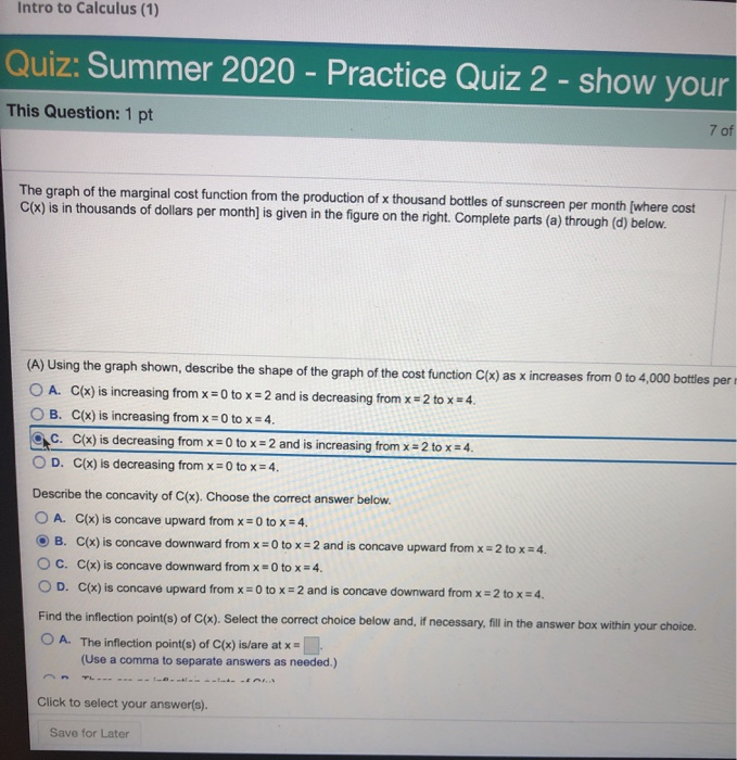 Intro To Calculus 1 Quiz Summer Practice Chegg Com