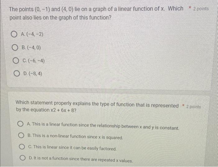 if 2 3 and 4 0 lie on the graph