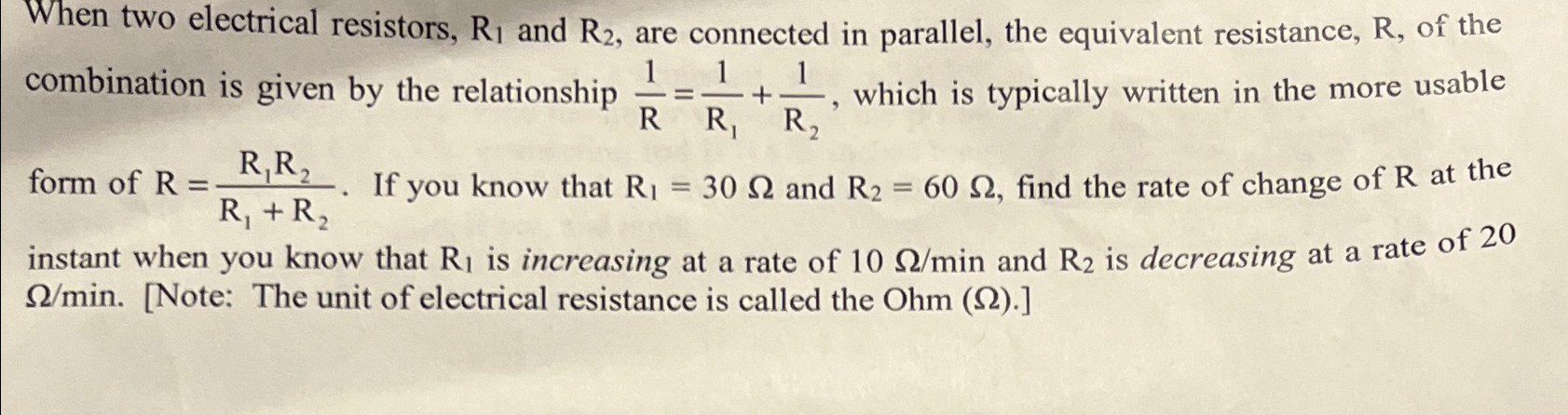 Solved When two electrical resistors, R1 ﻿and R2, ﻿are | Chegg.com