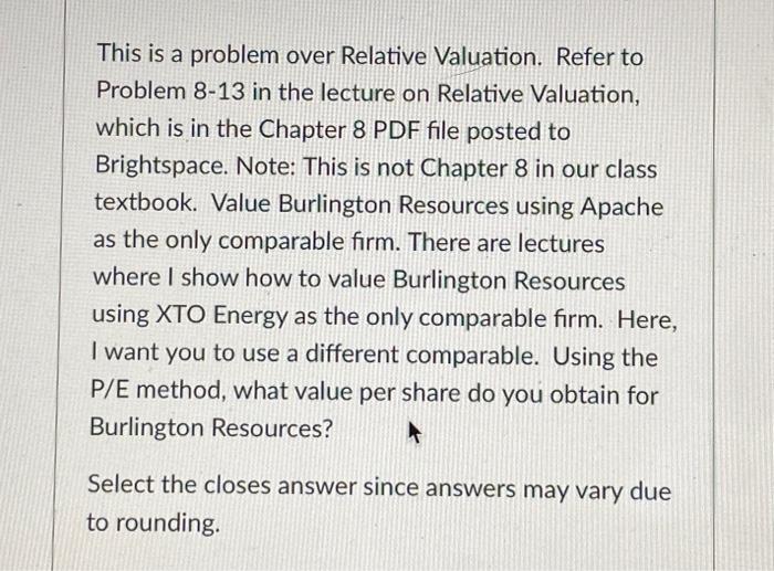 This is a problem over Relative Valuation. Refer to | Chegg.com