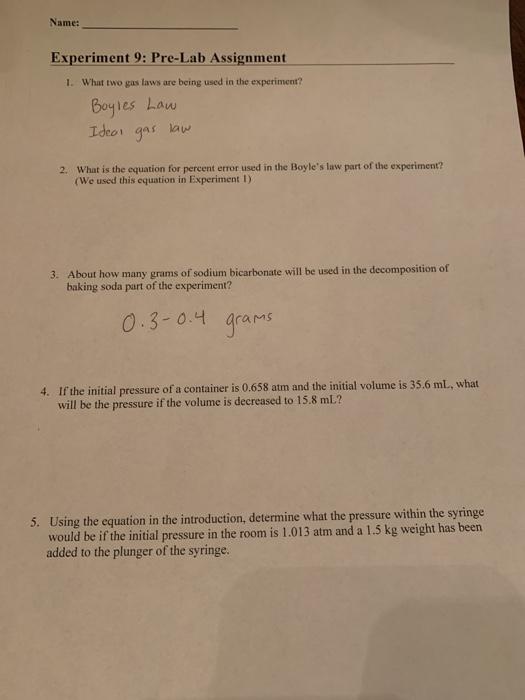 Solved Name: Experiment 9: Pre-Lab Assignment 1. What two | Chegg.com