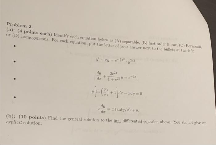 Solved Problem 2. (a): (4 Points Each) Identify Each | Chegg.com