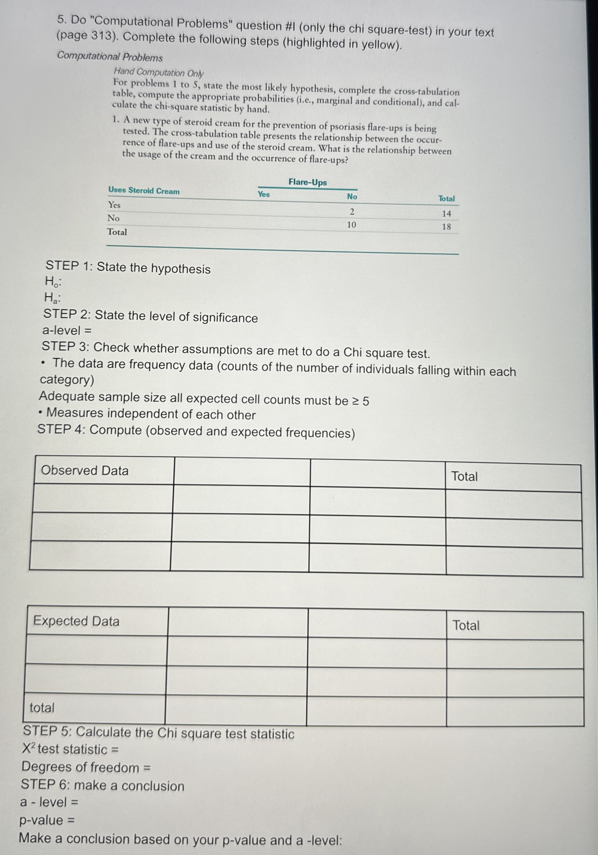 Solved Do "Computational Problems" question #I (only the chi | Chegg.com