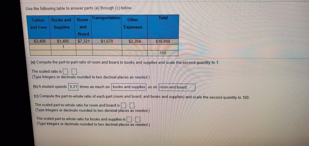 1c In Your Own Words Explain What A Part To Whole Ratio Is