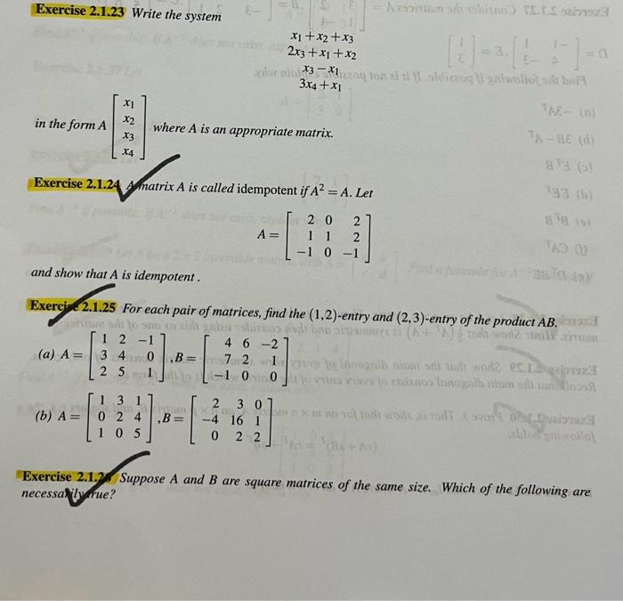 Solved Exercise 2.1.23 Write the system | Chegg.com
